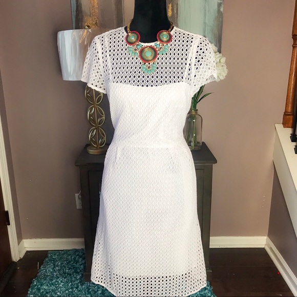 J. Crew Dresses & Skirts - J.Crew NWT White Eyelet Dot Dress SZ 12